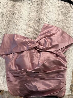 Dusty Rose Satin Off-Shoulder Dress